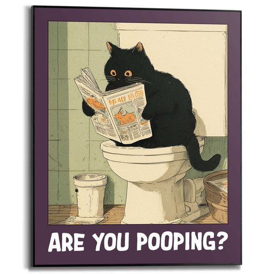 Framed Poster Cat reading on the toilet 50x40