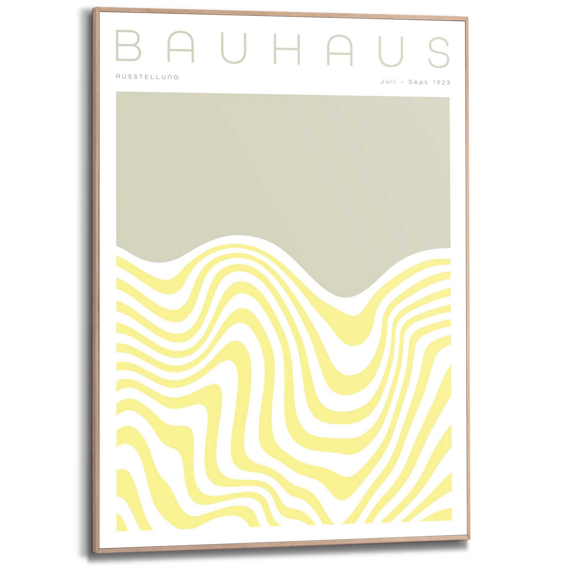 Framed Poster Bauhaus Art yellow waves 70x50