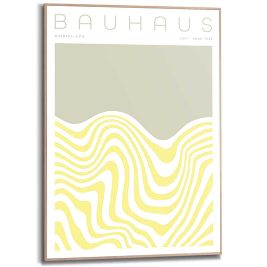 Framed Poster Bauhaus Art yellow waves 70x50