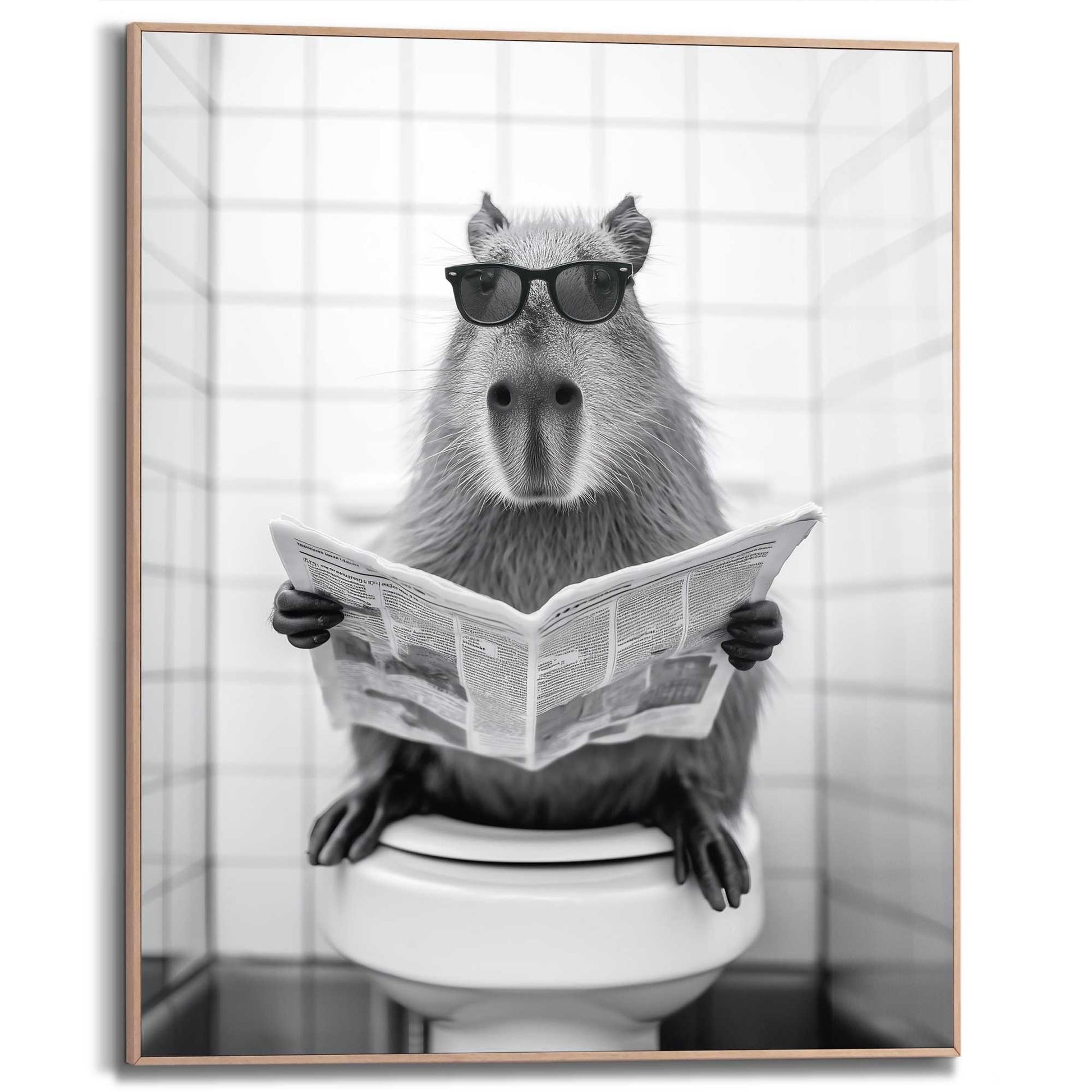 Framed Poster Capybara sitting on the toilet 50x40