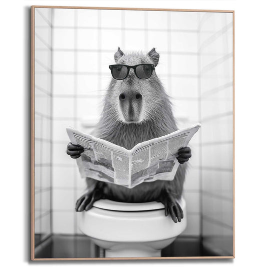 Framed Poster Capybara sitting on the toilet 50x40