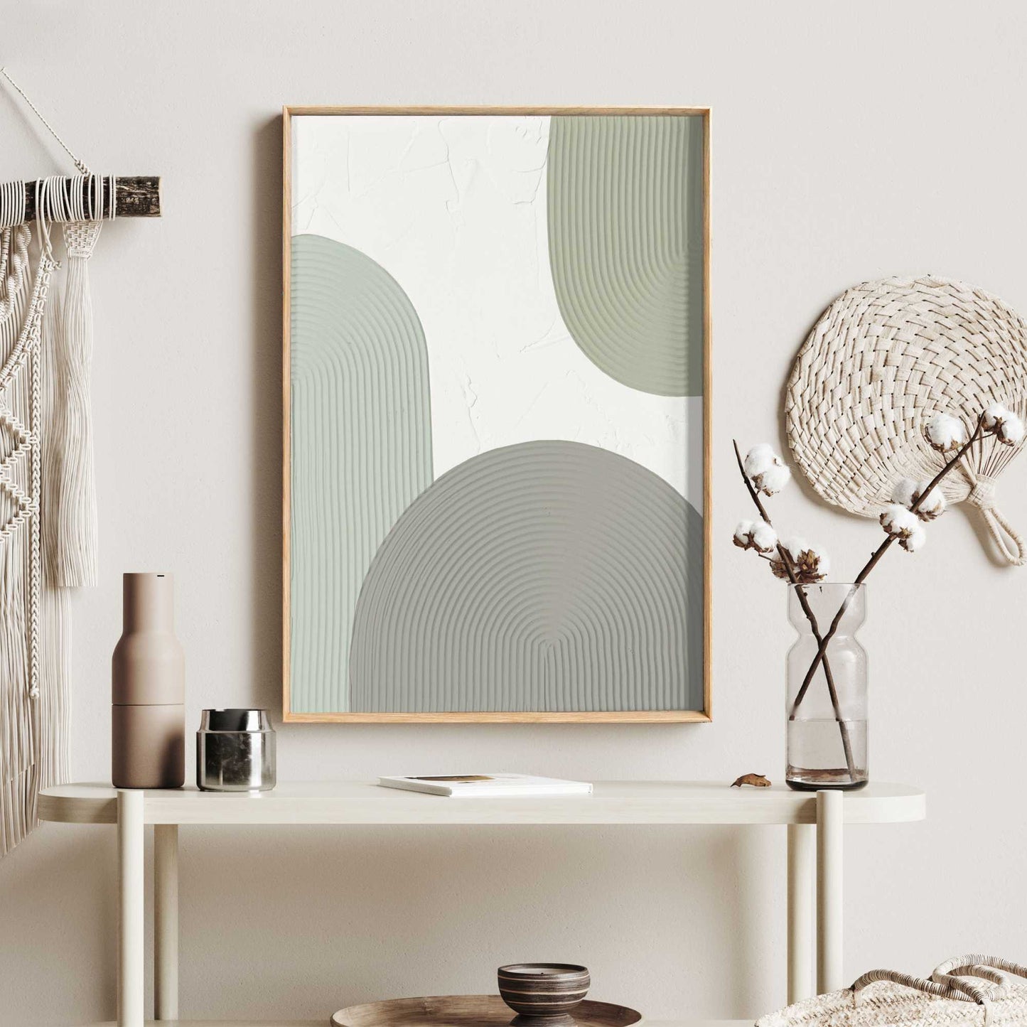 Handmade Art Organic shapes - green 70x50