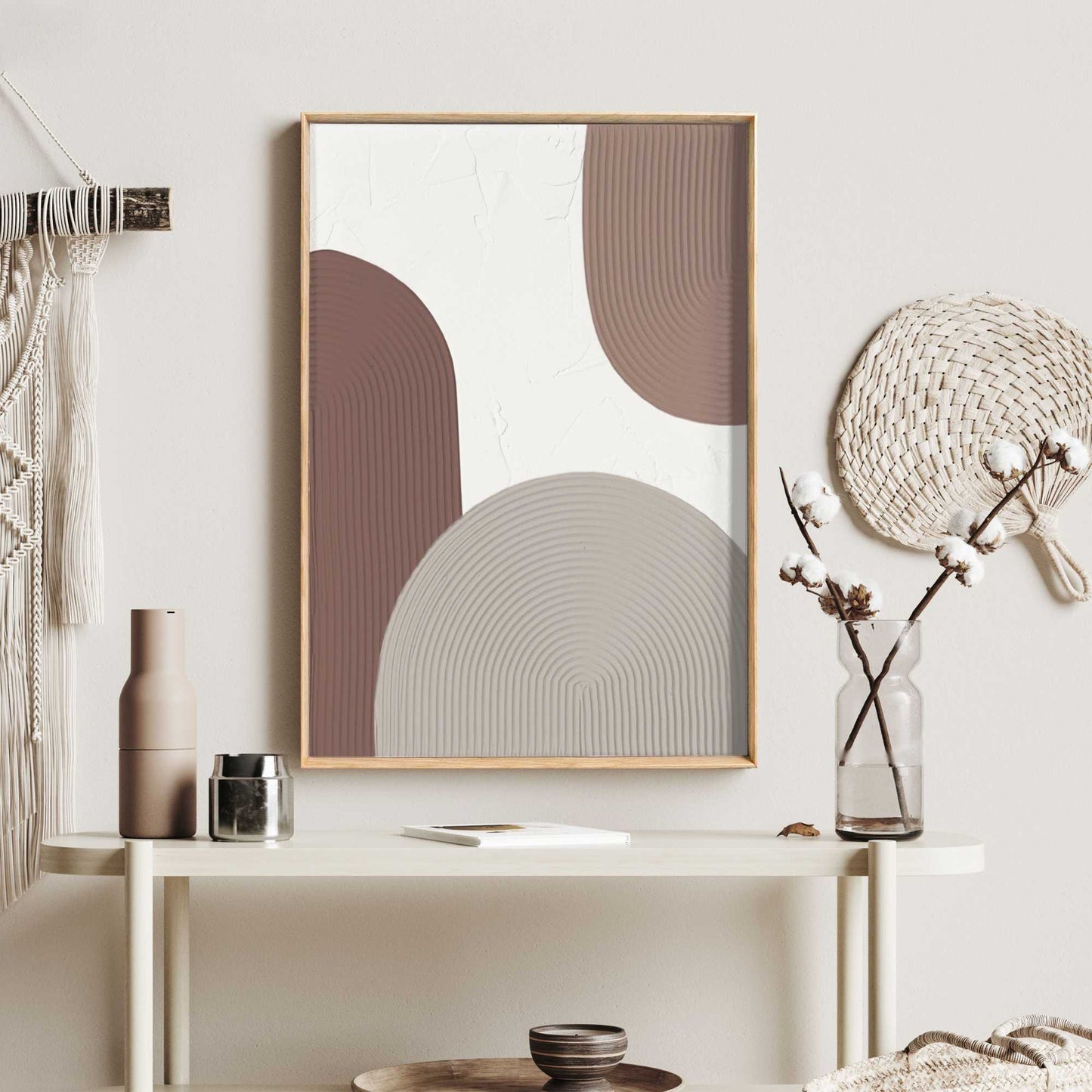 Handmade Art Organic shapes - brown 70x50