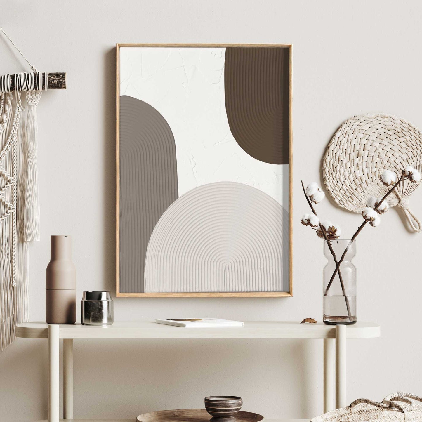 Handmade Art Organic shapes - grey 70x50