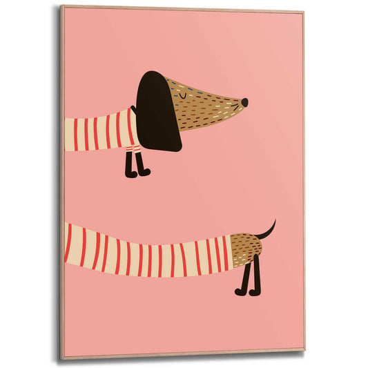 Framed Poster Endless dachshund - pink 70x50