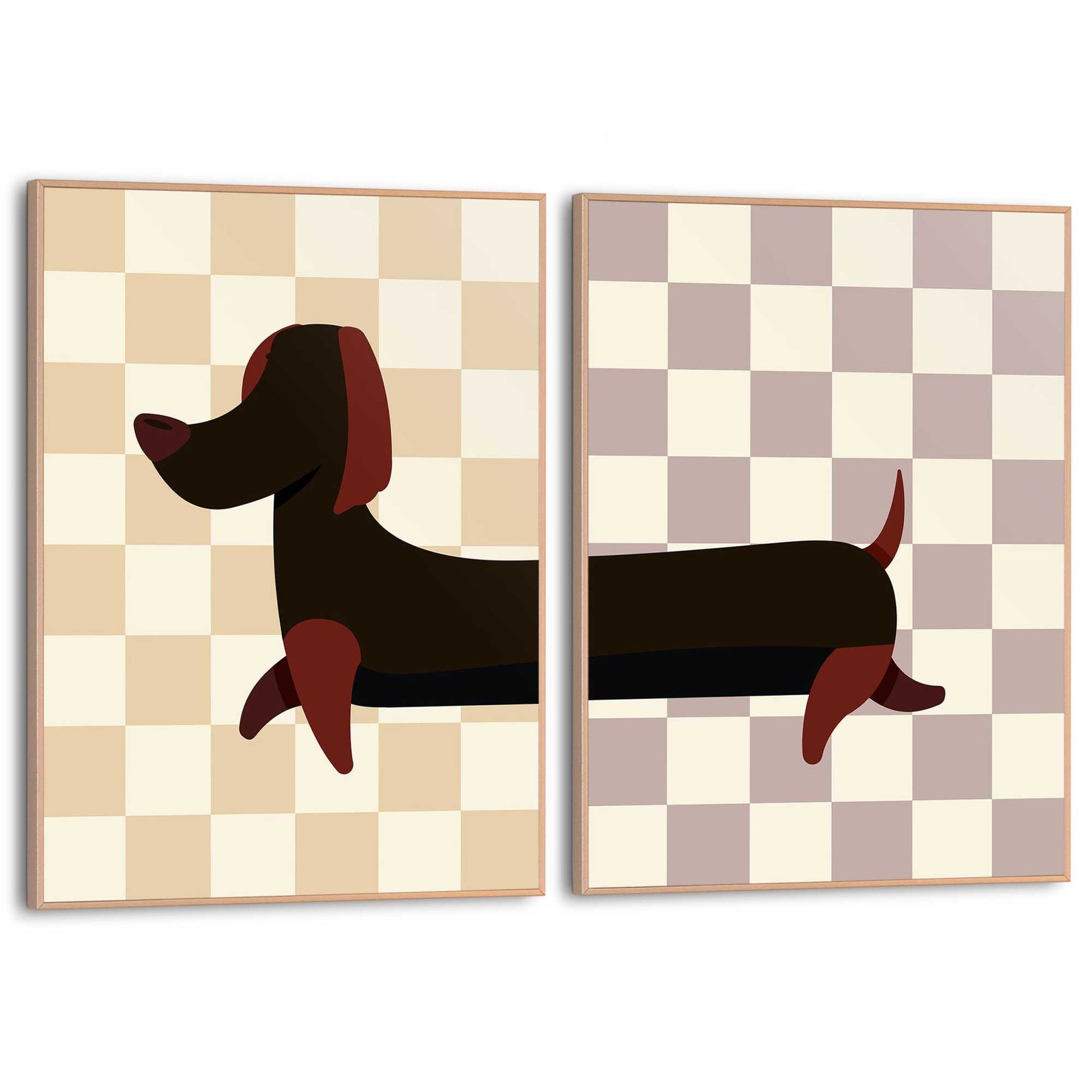Framed Poster Double dachshund 40x30