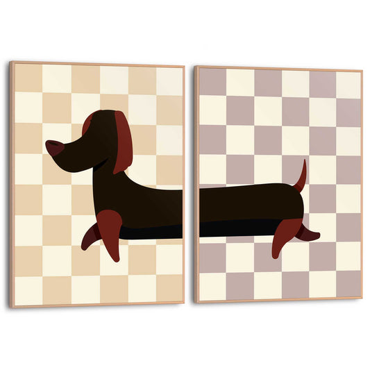 Framed Poster Double dachshund 40x30