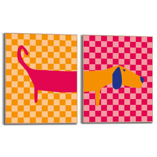 Framed Poster Coloured split dachshund 50x40