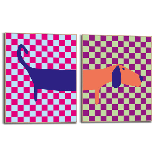 Framed Poster Multicolour split dachshund 50x40