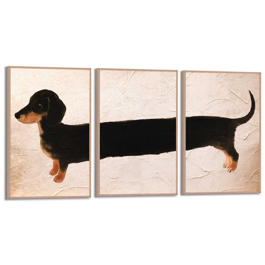 Framed Poster Triple trouble dachshund 30x20