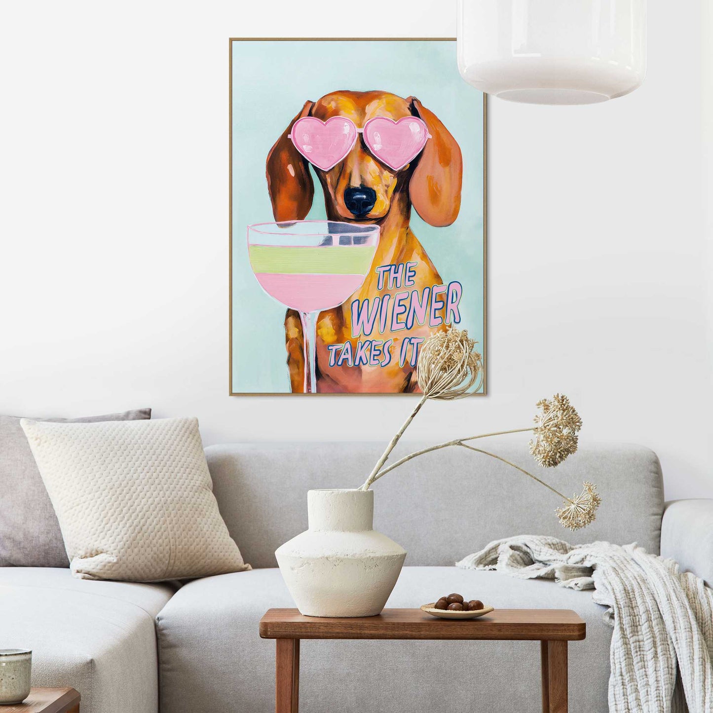 Framed Poster Dachshund cocktail 70x50
