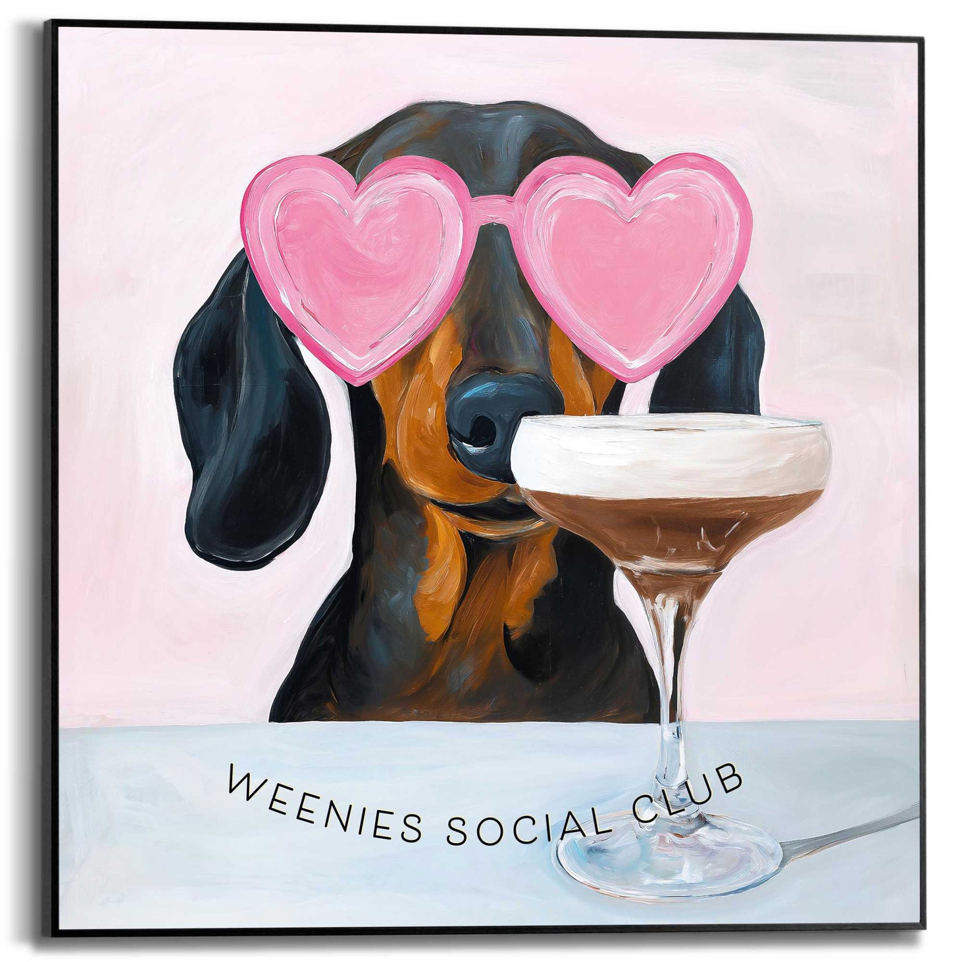 Framed Poster Dachshund espresso martini 50x50
