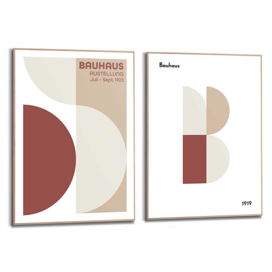 Framed Poster Bauhaus Burgundy Set 70x50