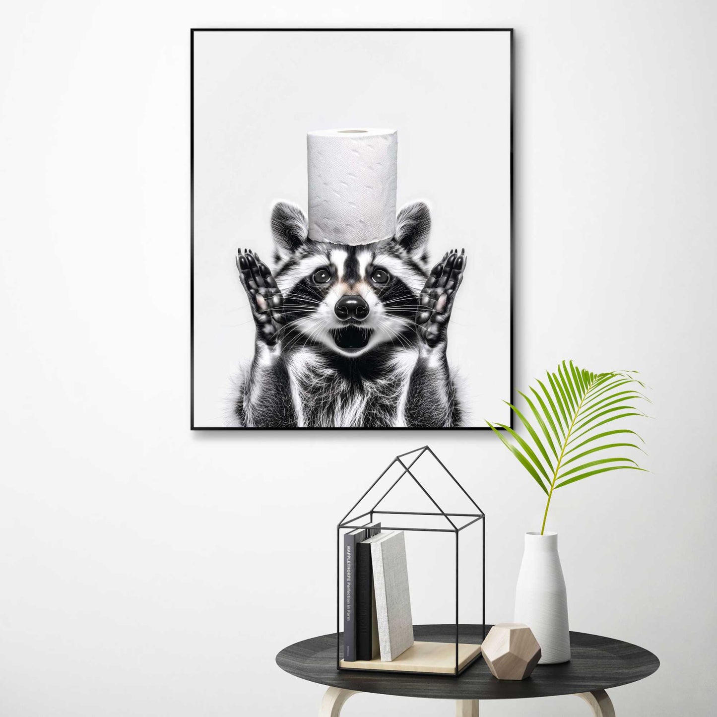 Framed Poster Toilet Paper Raccoon 50x40