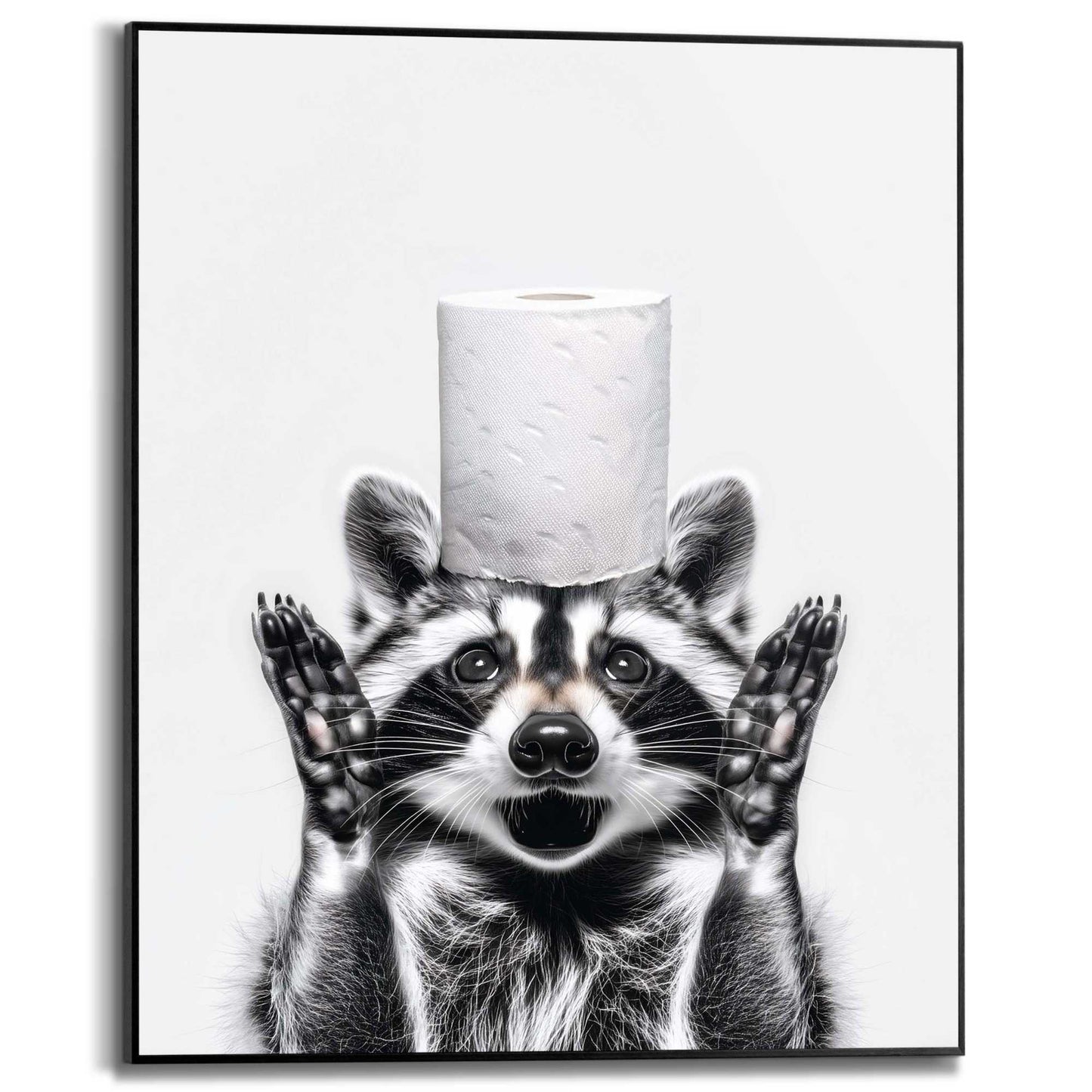 Framed Poster Toilet Paper Raccoon 50x40