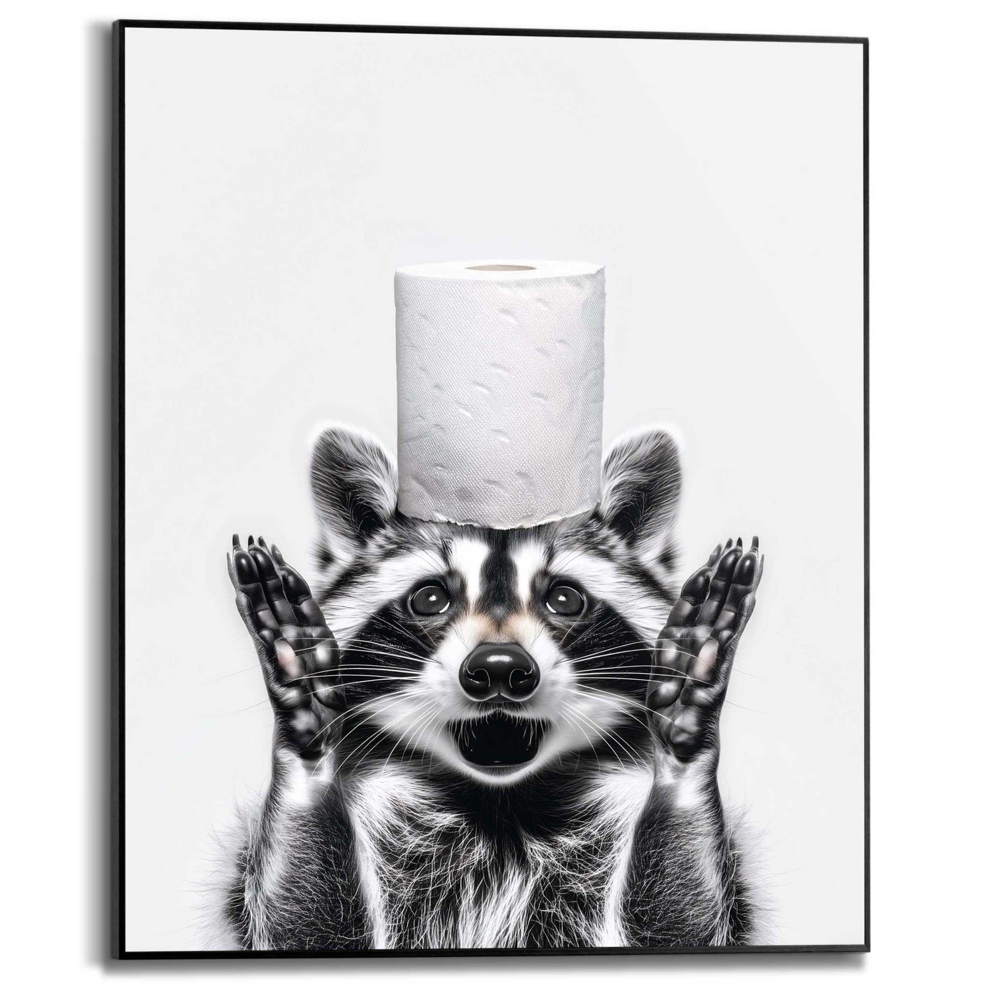 Framed Poster Toilet Paper Raccoon 50x40