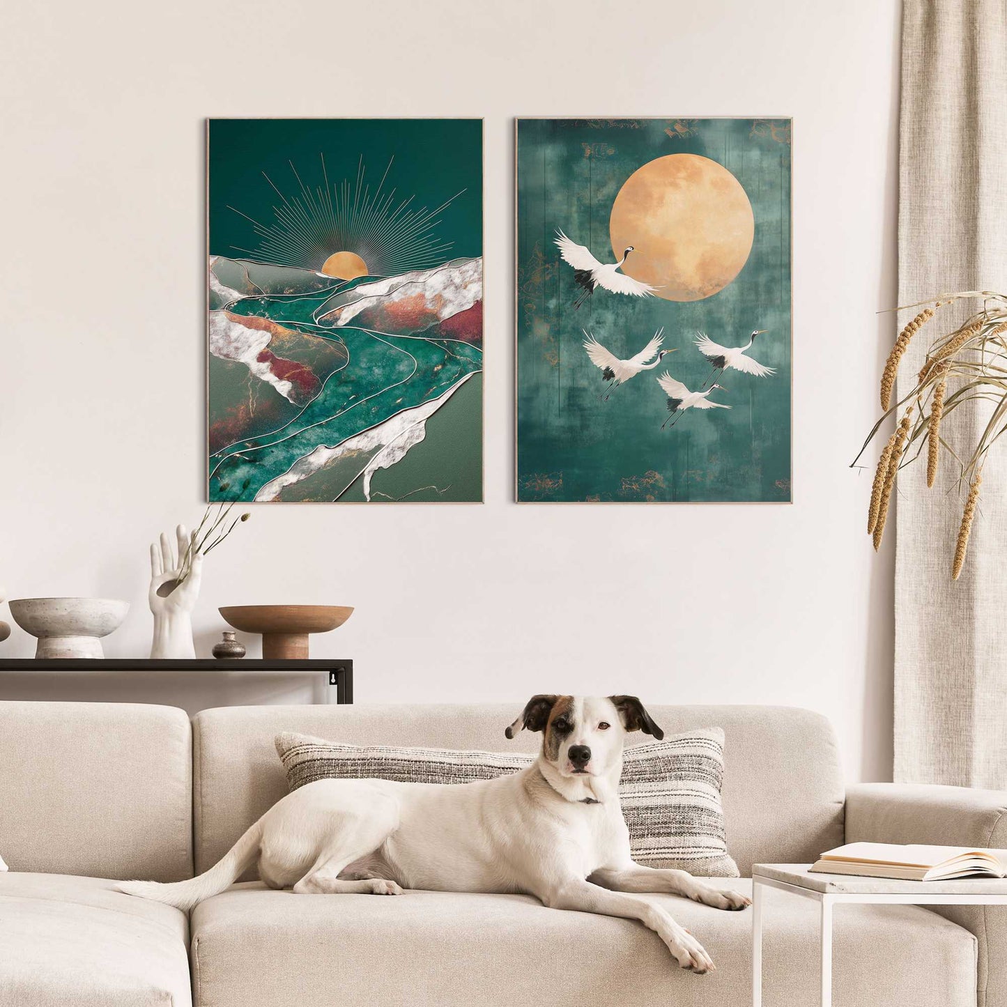 Framed Poster Cranes in Moonlight 70x50
