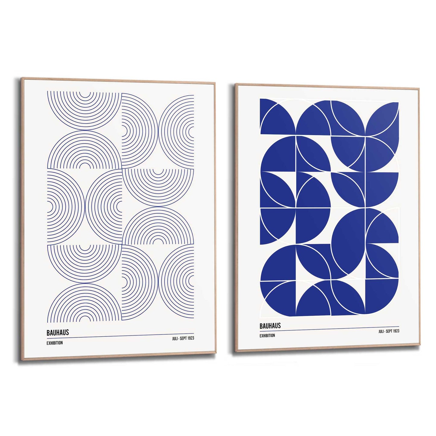 Framed Poster Bauhaus Blue Abstract Set 70x50