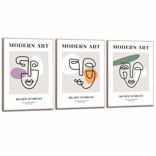 Framed Poster Modern Art Faces 70x50