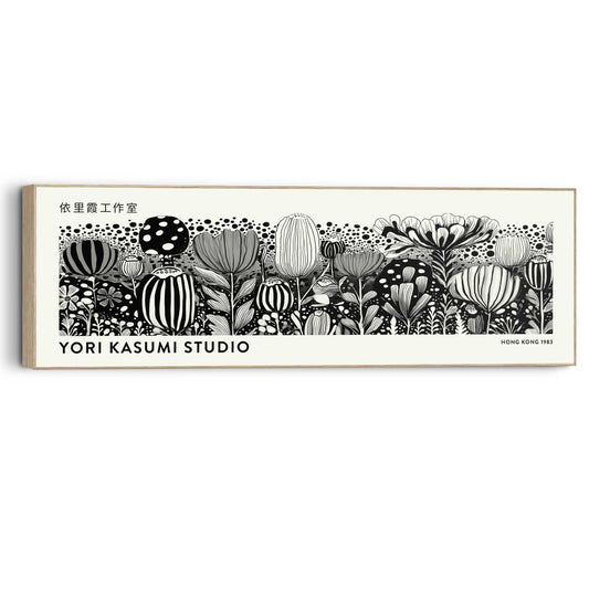 Wall Art Panel Yori Kasumi Studio - Black & White Flowers 40x120