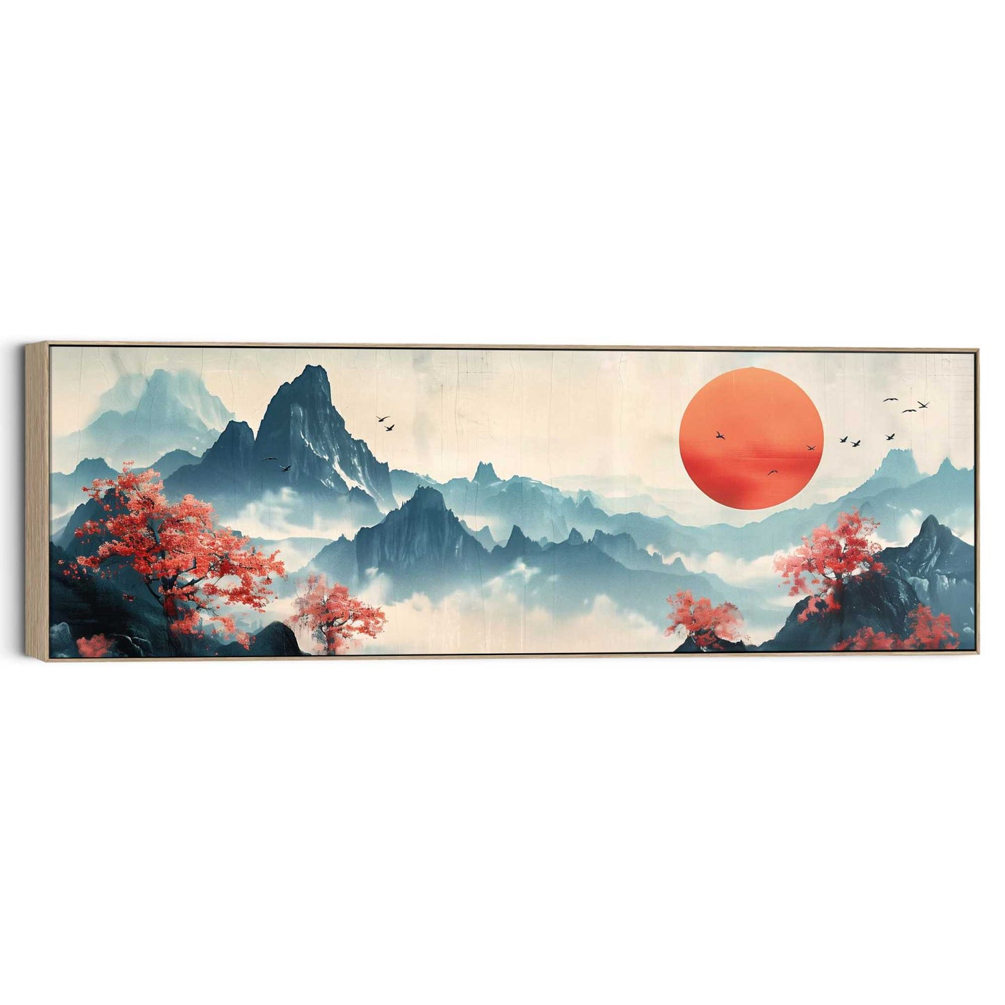 Canvas Red Sun Landscape 40x120
