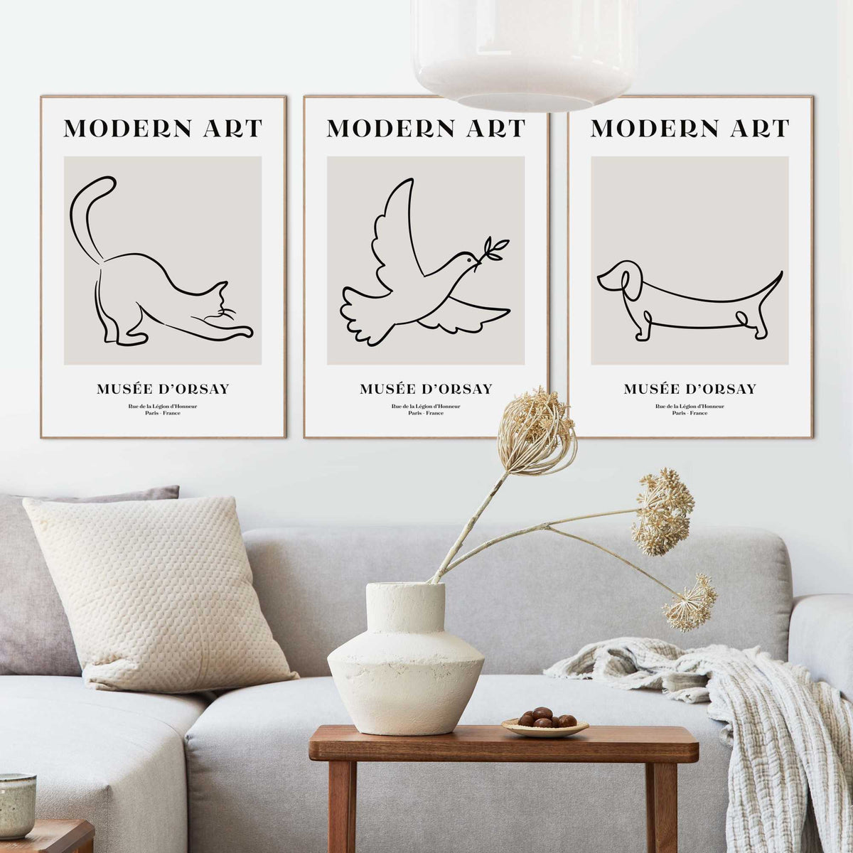 Framed Poster Animal Line Art Set 70x50