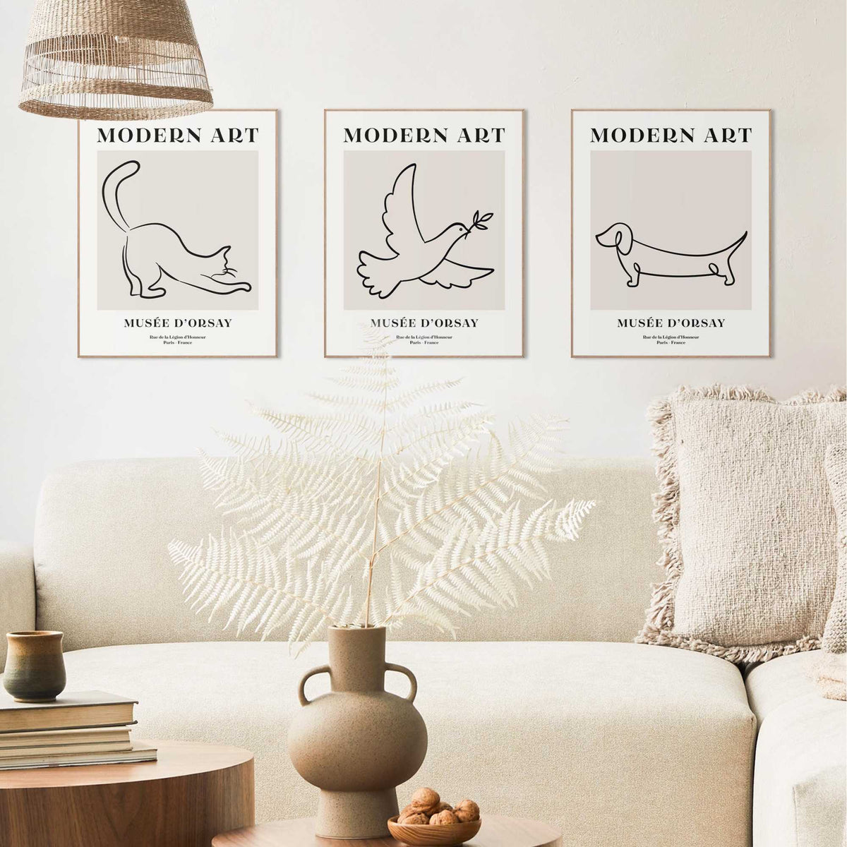 Framed Poster Animal Line Art Set 50x40