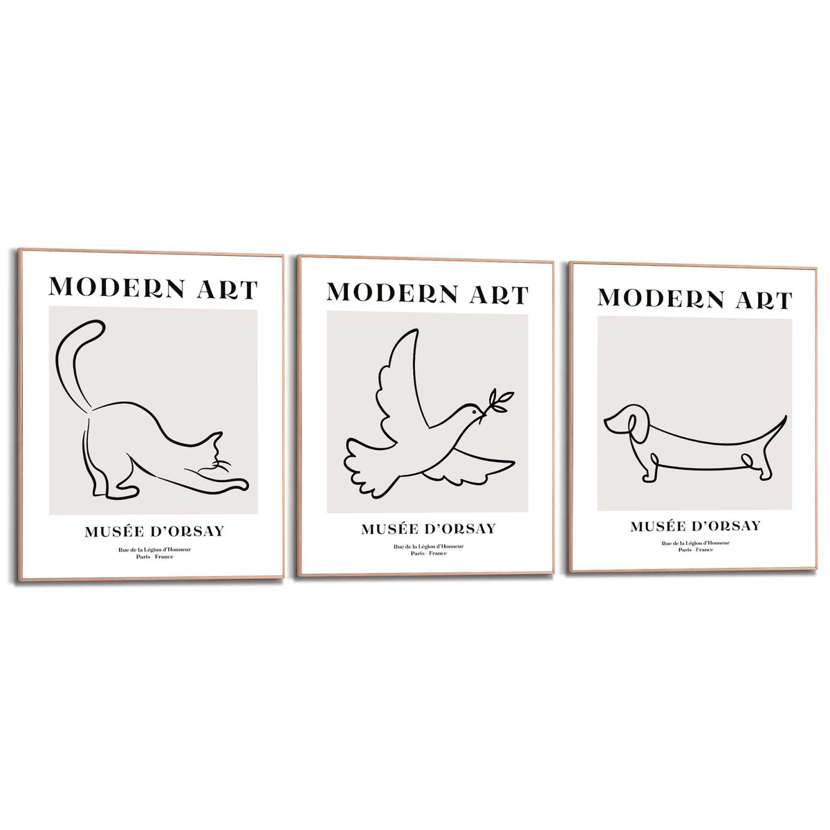 Framed Poster Animal Line Art Set 50x40