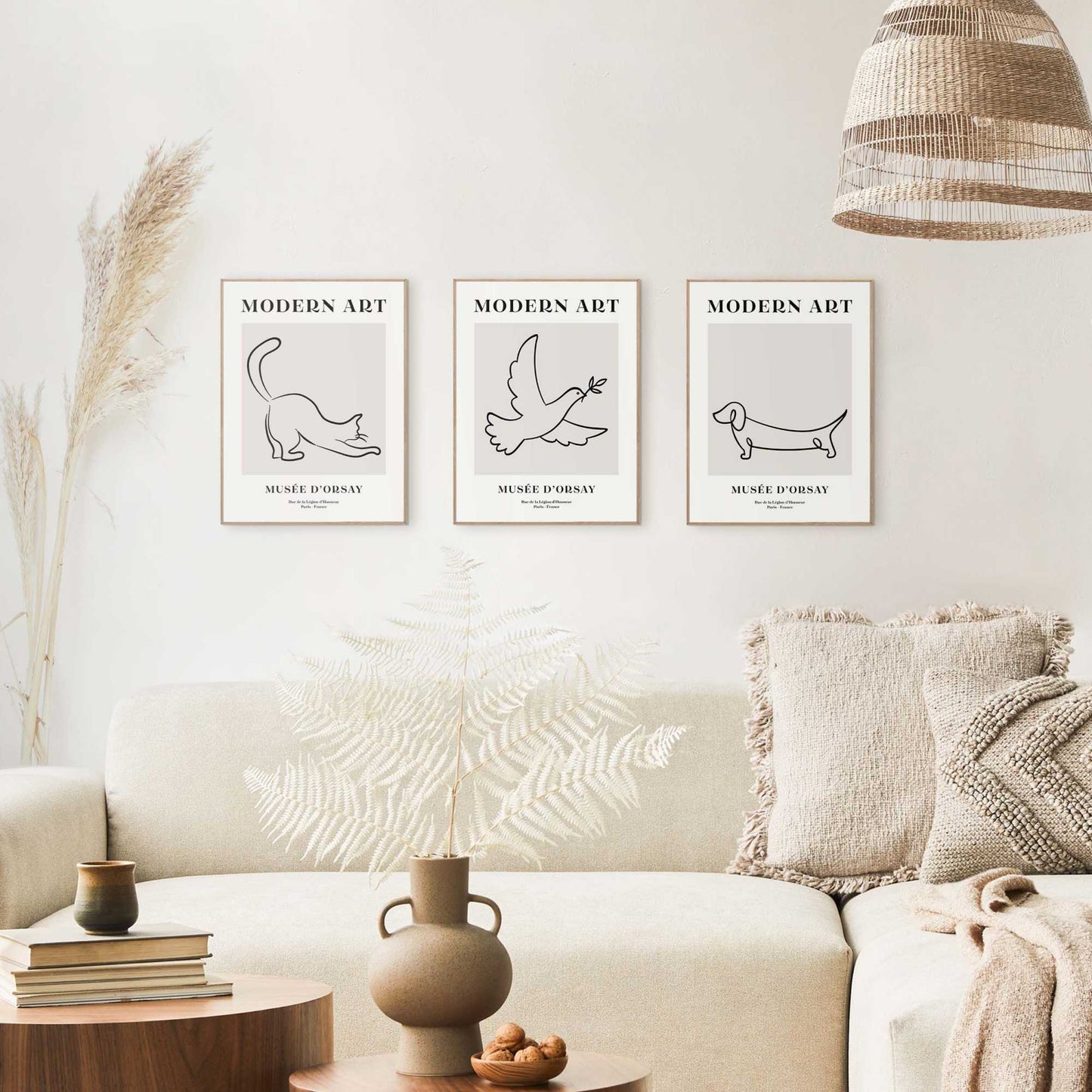 Framed Poster Animal Line Art Set 40x30