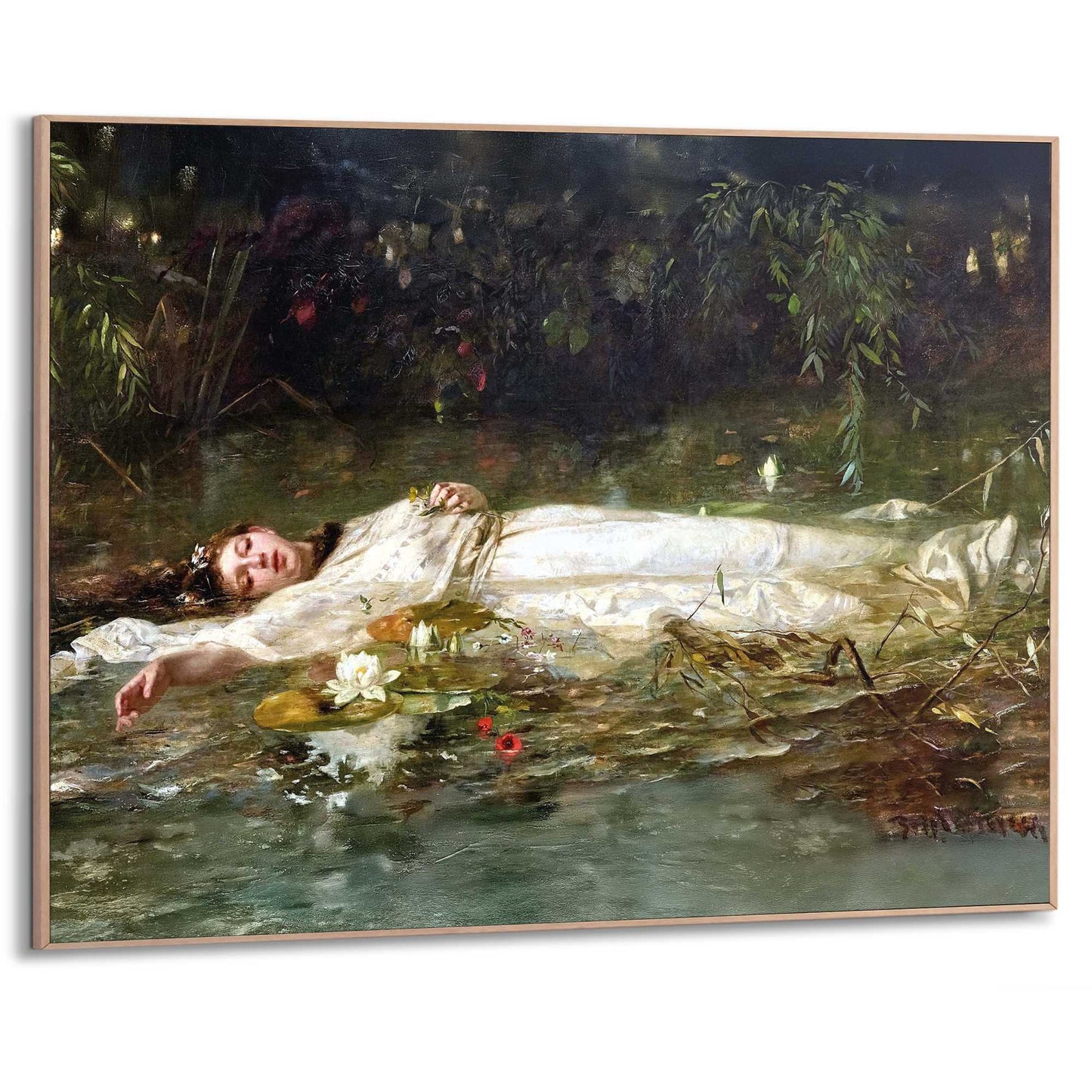Framed Poster Friedrich Wilhelm Theodor Heyser - Ophelia 50x70