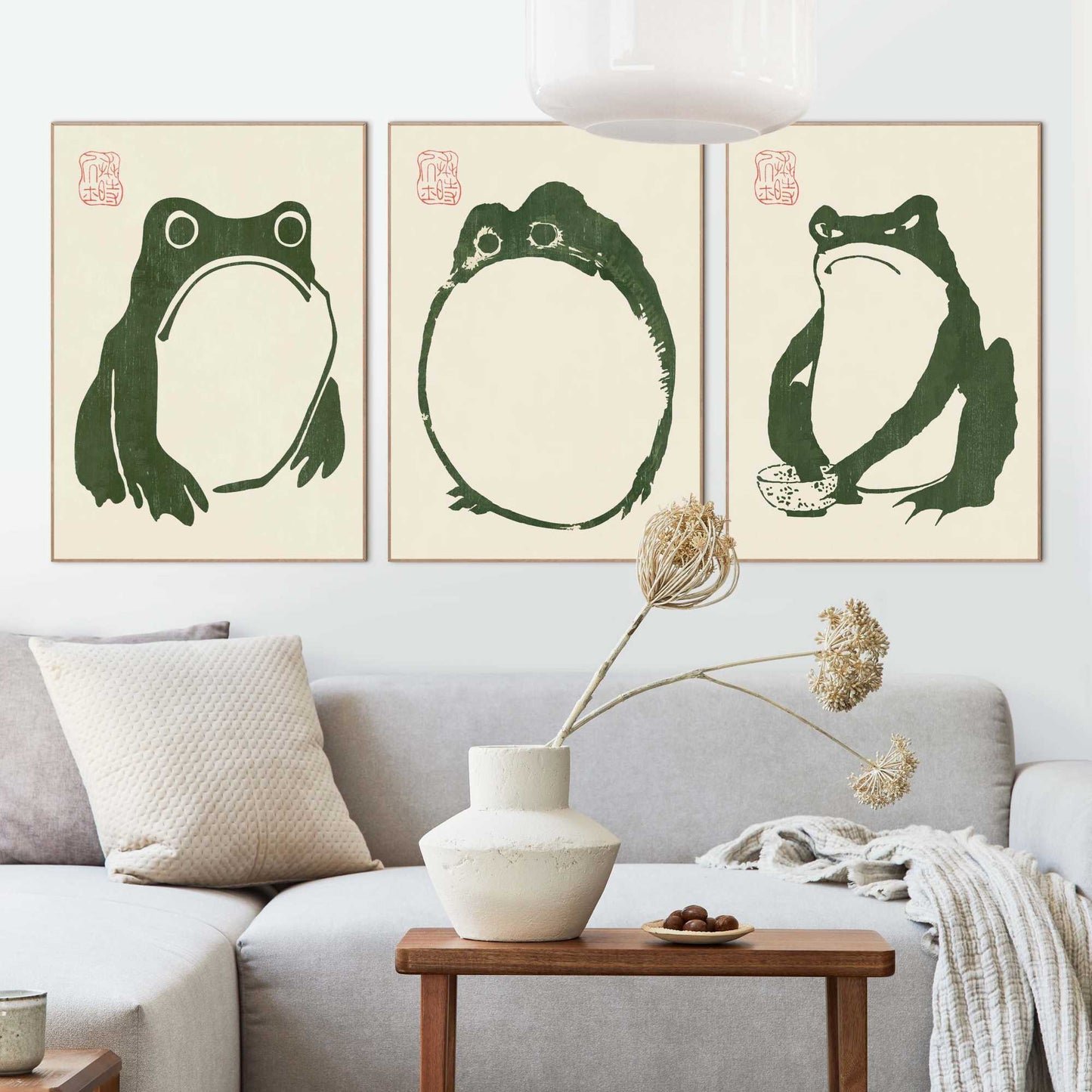 Framed Poster Matsumoto Hoji Frog Green Set 70x50