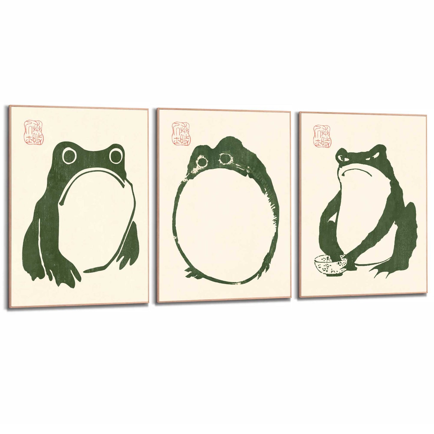 Framed Poster Matsumoto Hoji Frog Green Set 70x50