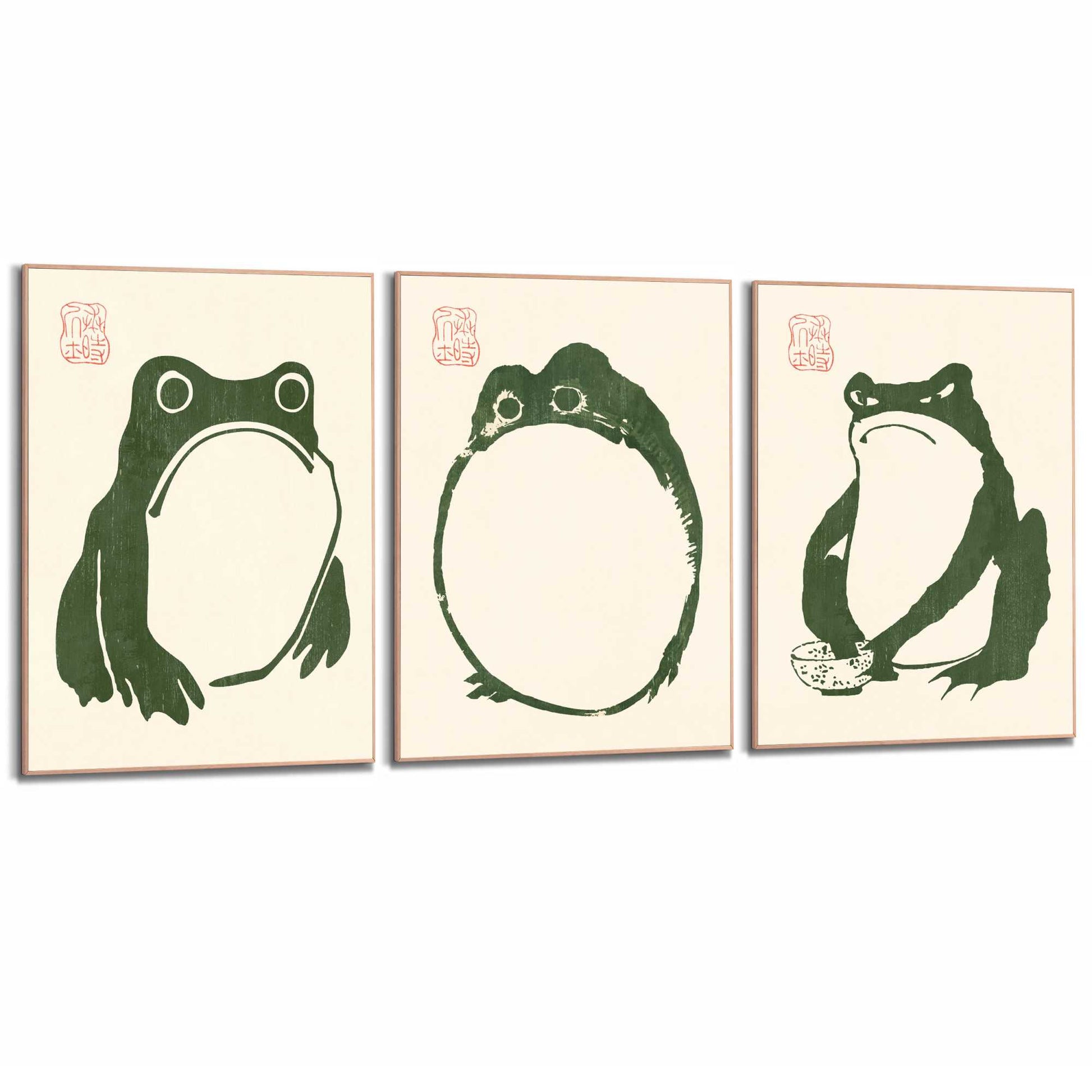 Framed Poster Matsumoto Hoji Frog Green Set 70x50