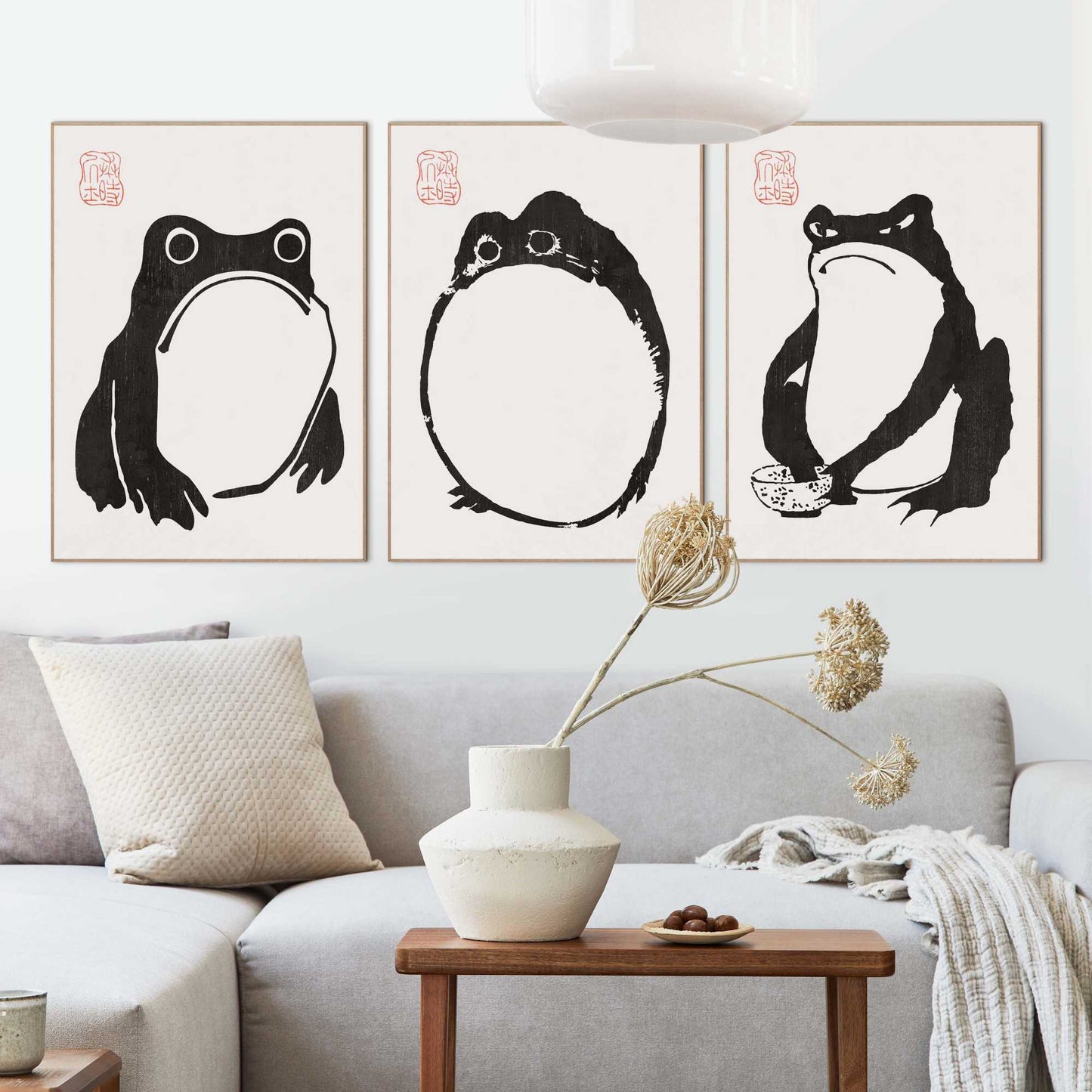 Framed Poster Matsumoto Hoji Frog Black Set 70x50