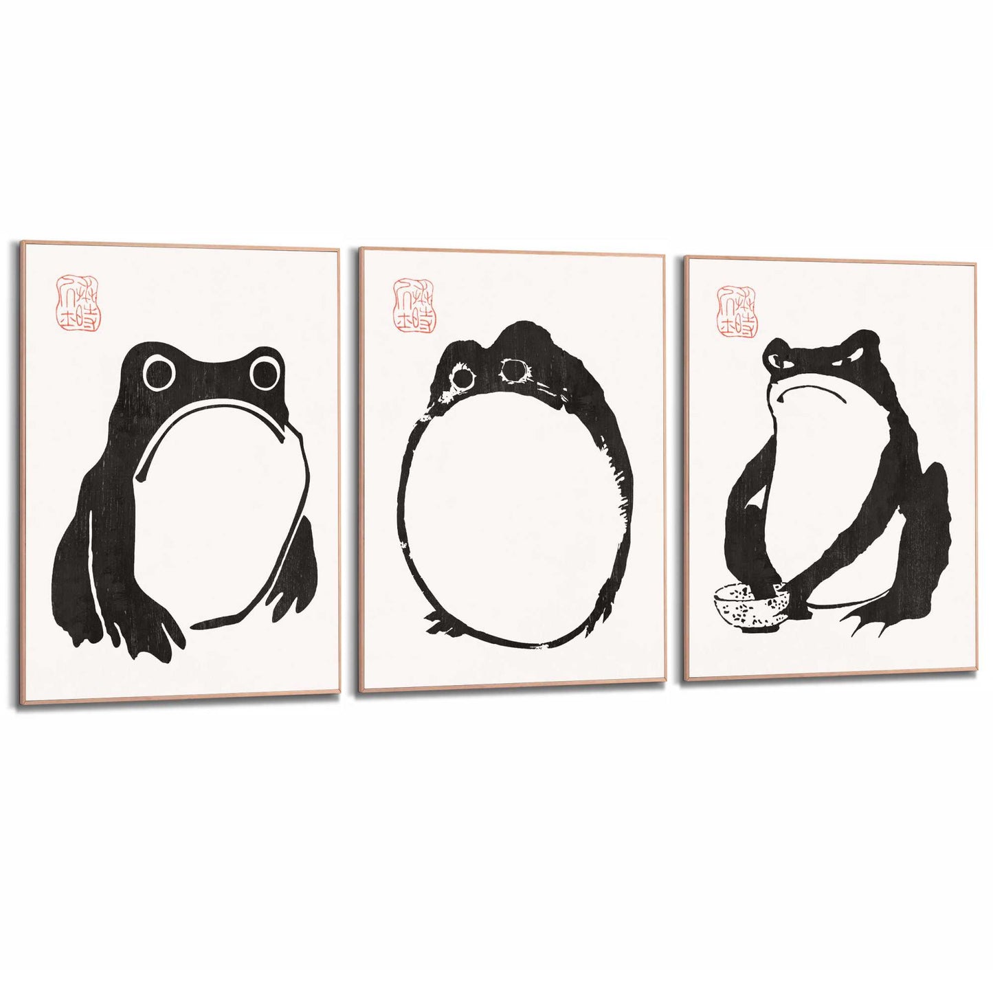 Framed Poster Matsumoto Hoji Frog Black Set 70x50