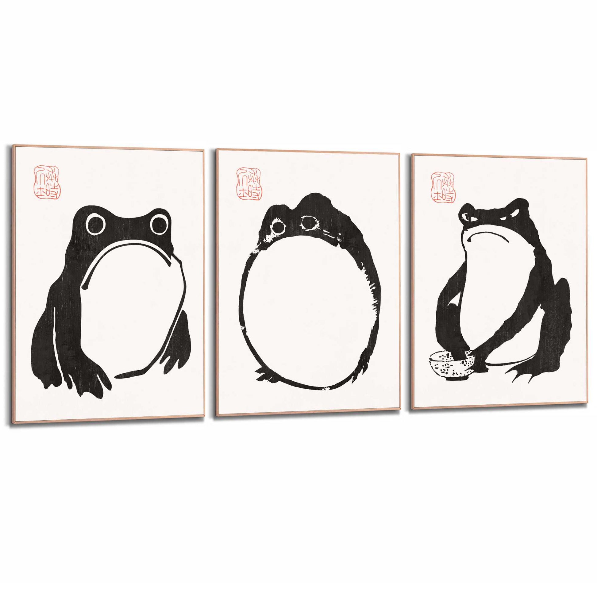 Framed Poster Matsumoto Hoji Frog Black Set 70x50