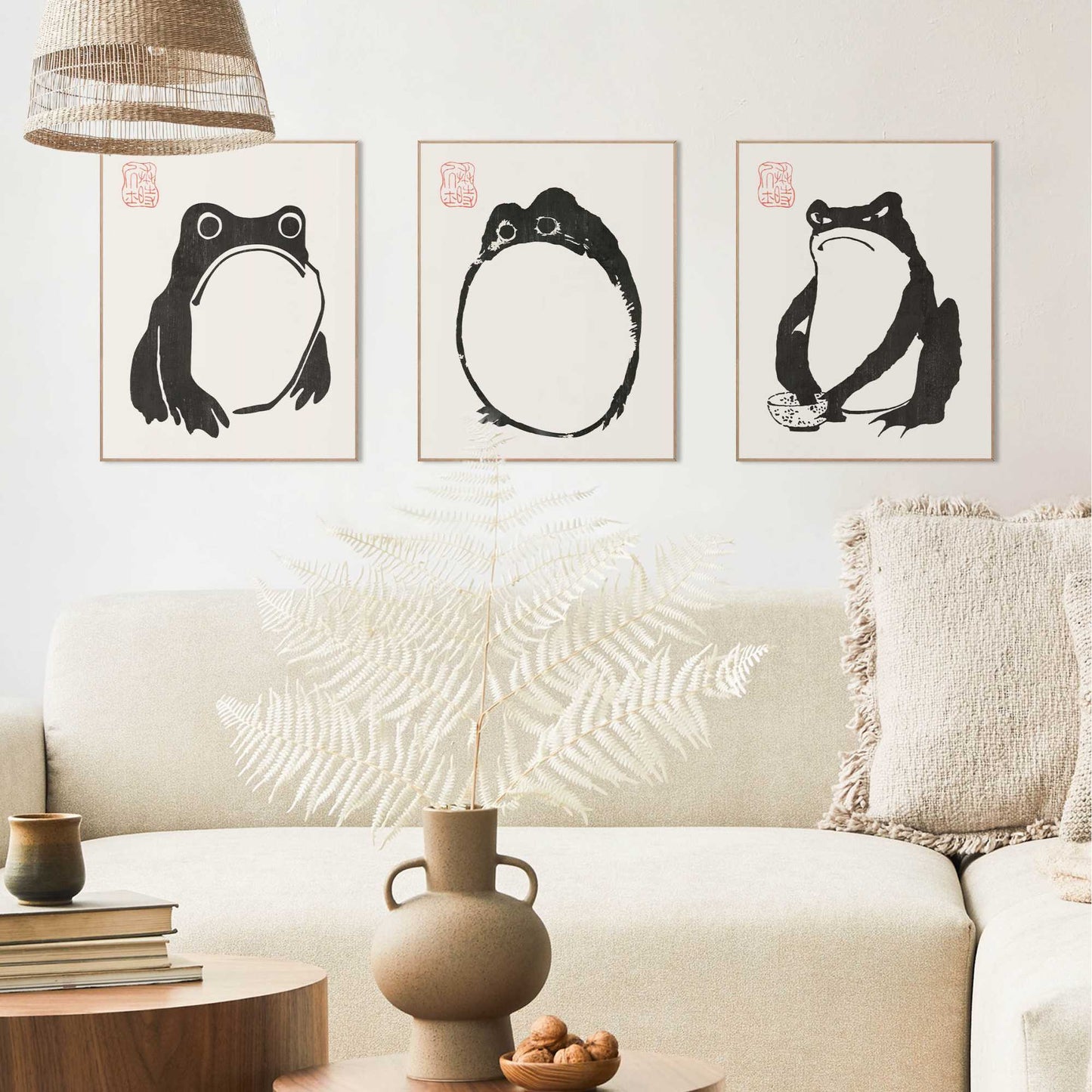 Framed Poster Matsumoto Hoji Frog Black Set 50x40