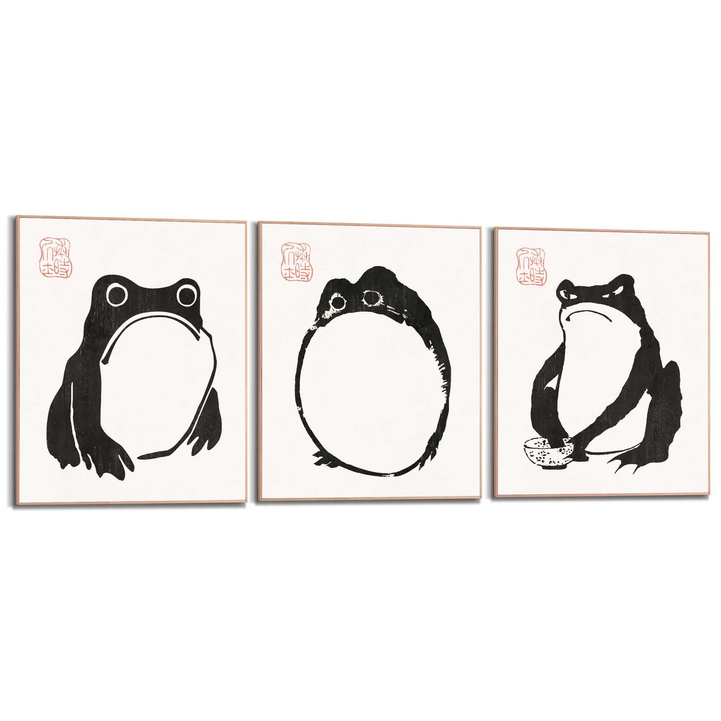 Framed Poster Matsumoto Hoji Frog Black Set 50x40