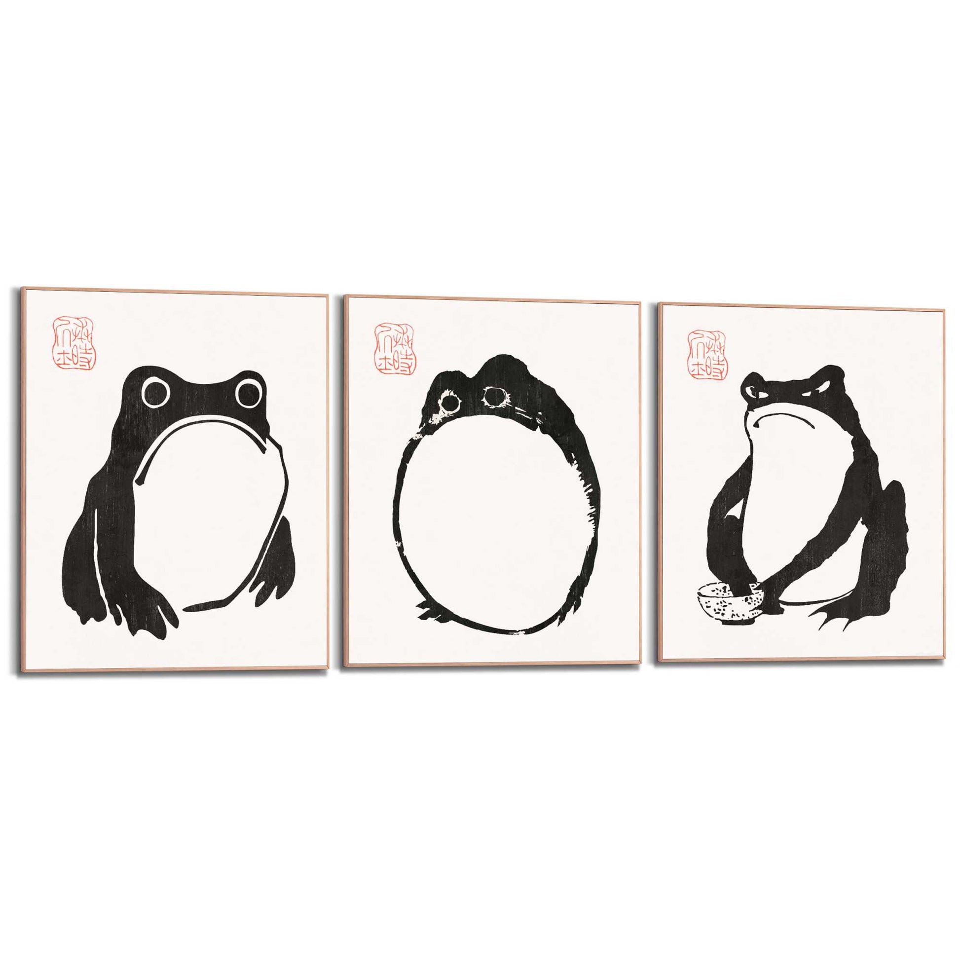 Framed Poster Matsumoto Hoji Frog Black Set 50x40