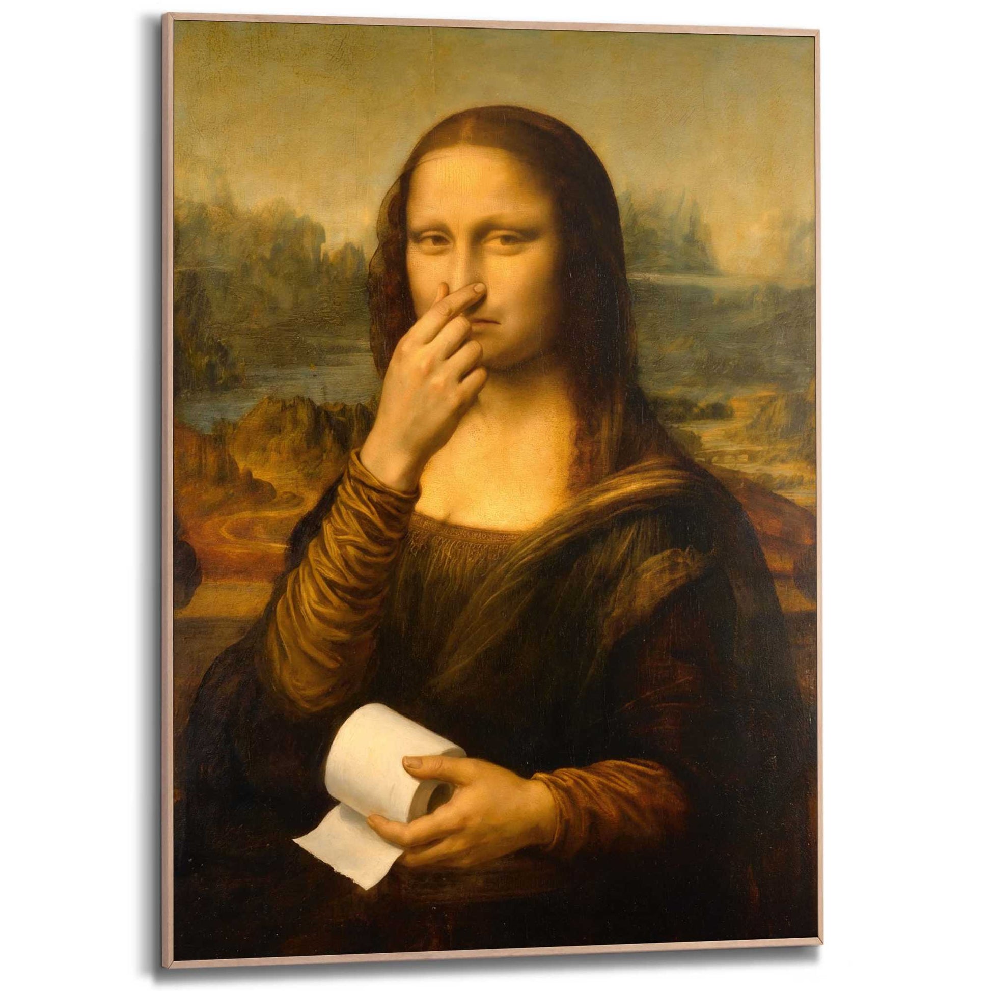 Framed Poster Mona Lisa - Bathroom Break 70x50