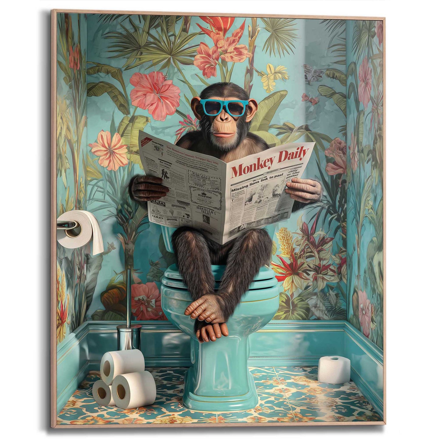 Framed Poster Little Break - Blue 50x40