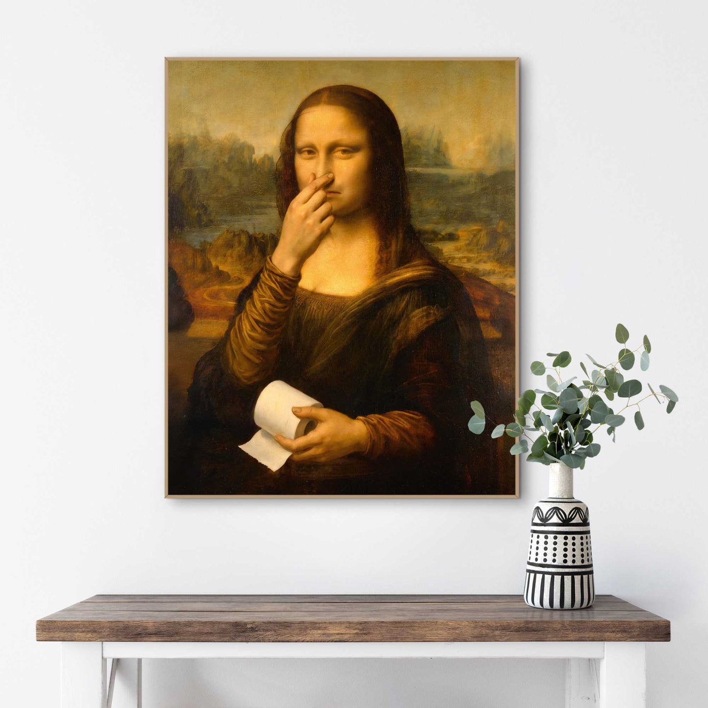 Framed Poster Mona Lisa - Bathroom Break 50x40