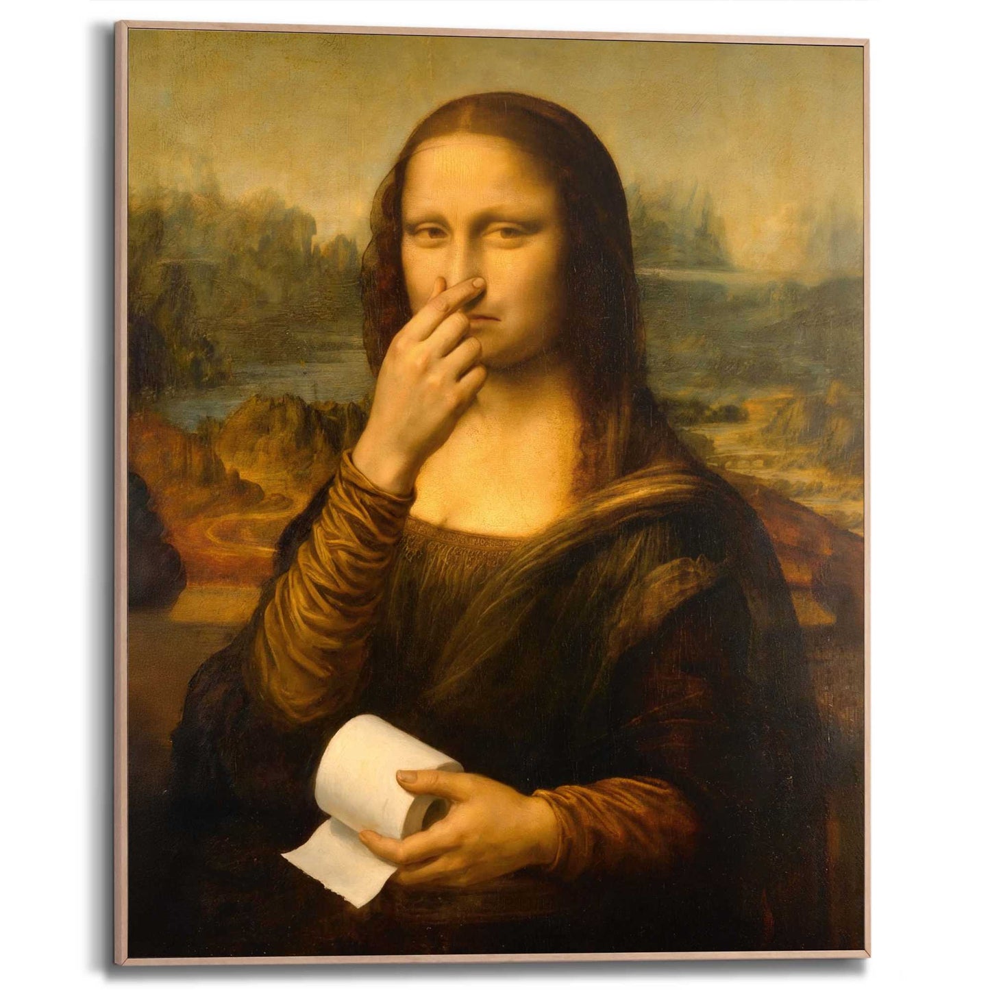 Framed Poster Mona Lisa - Bathroom Break 50x40