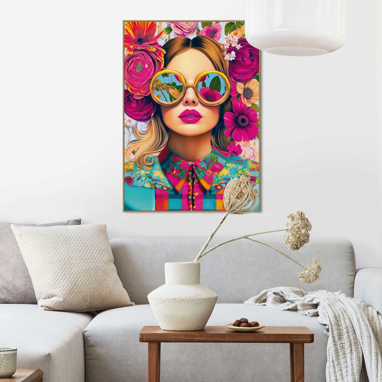 Framed Poster Round Glasses 70x50