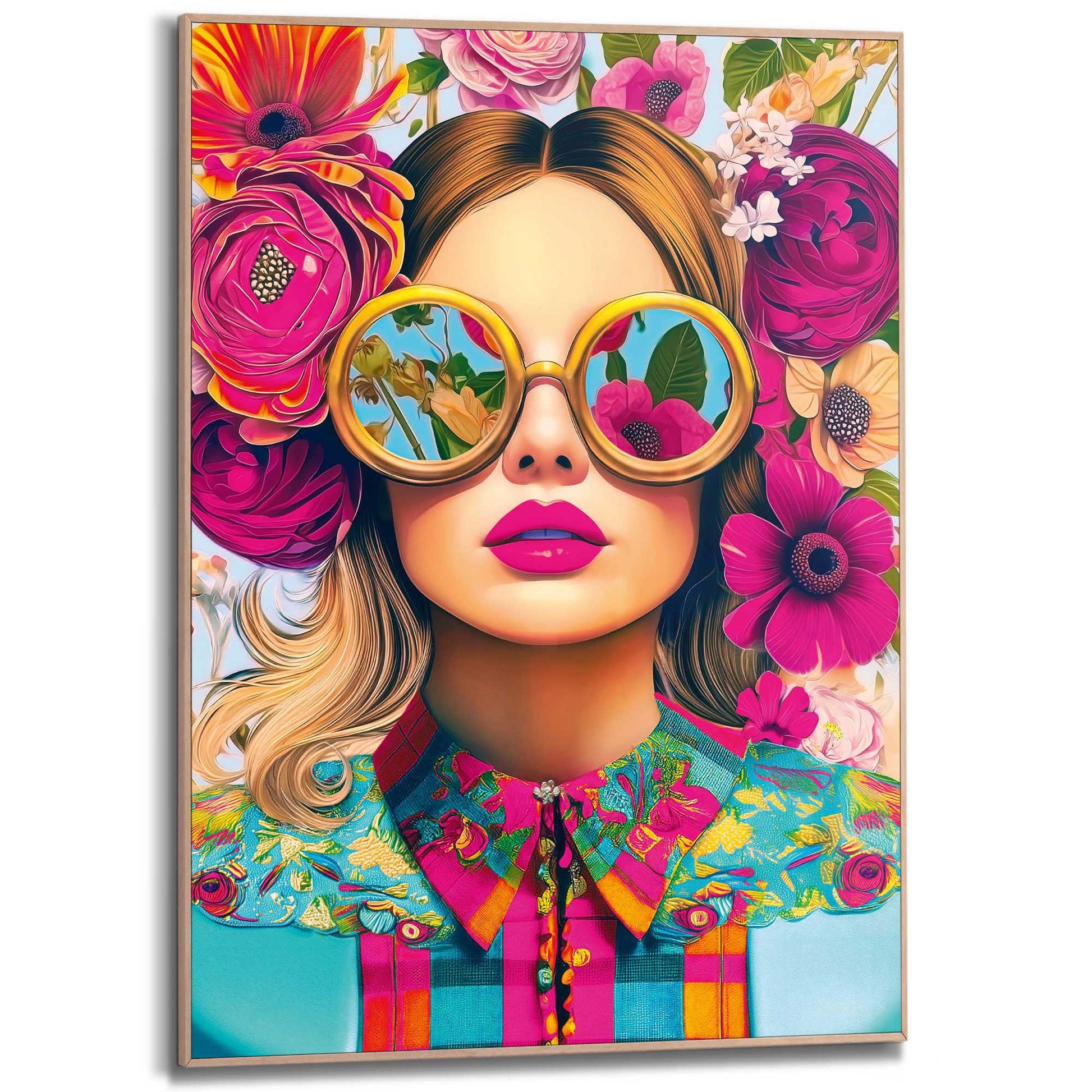 Framed Poster Round Glasses 70x50