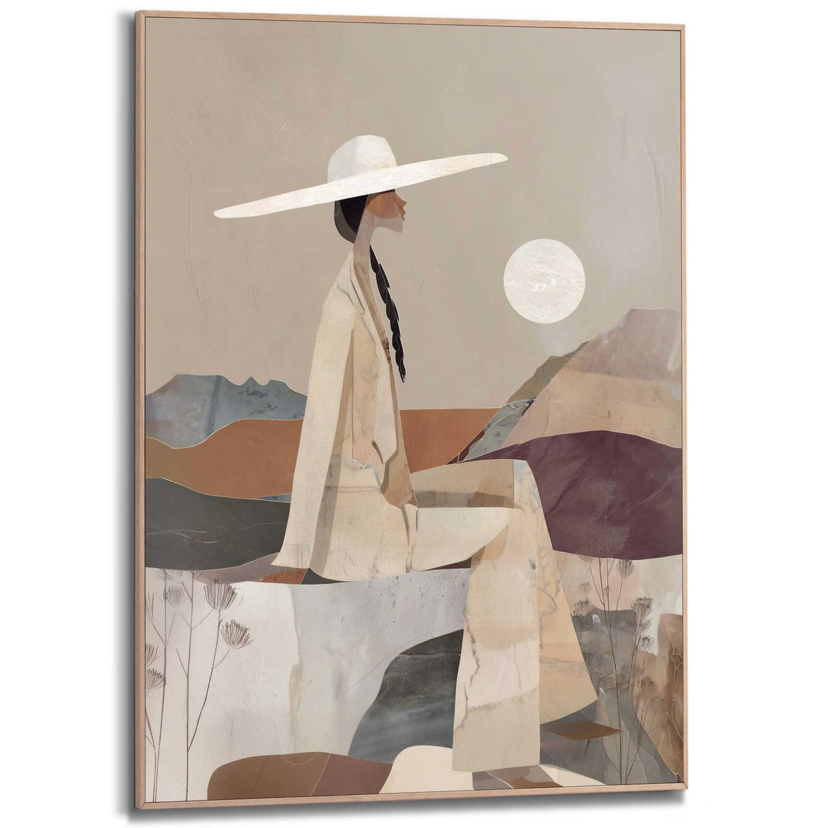 Framed Poster Cowgirl Setting 70x50