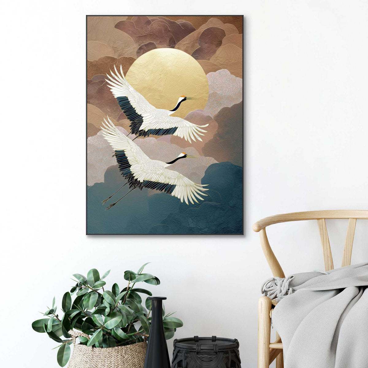 Framed Poster Cranes Flying 70x50