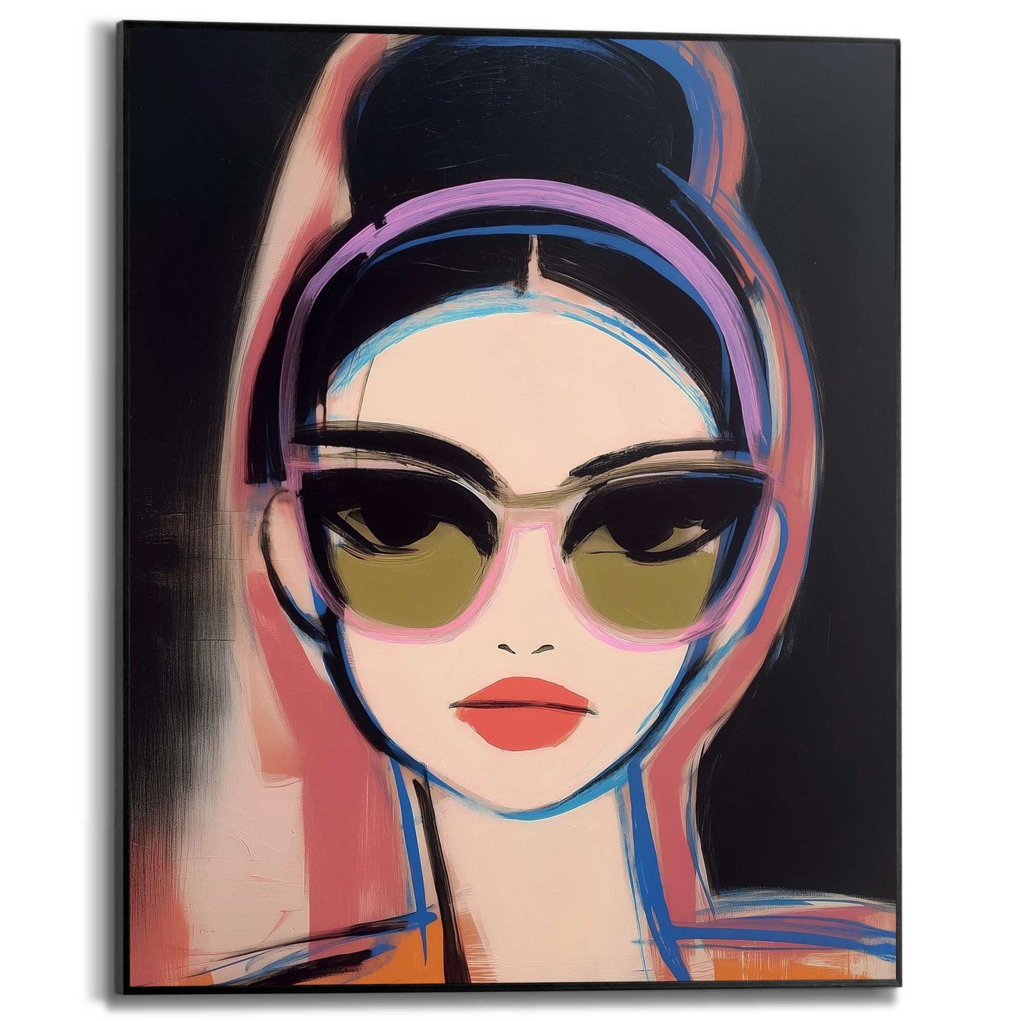 Framed Poster Topknot Lady 50x40
