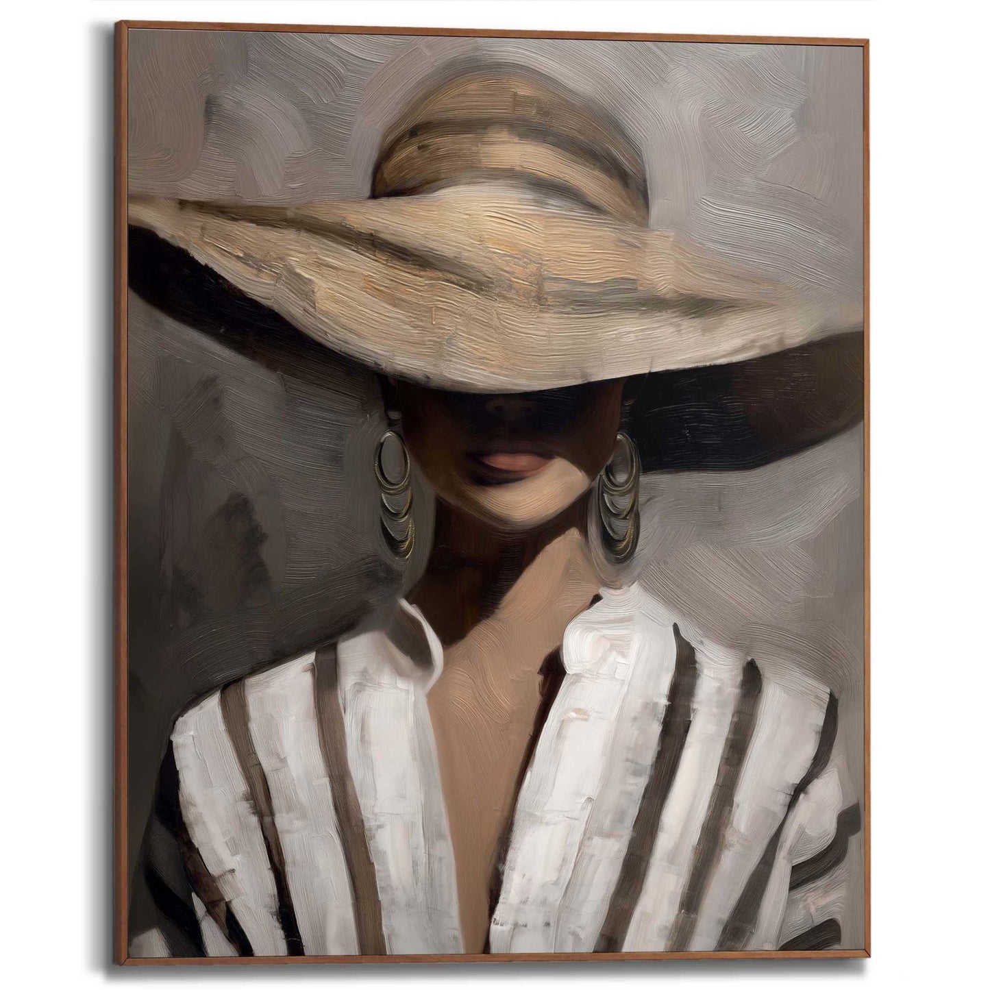 Framed Poster Shadow Hat Lady 50x40