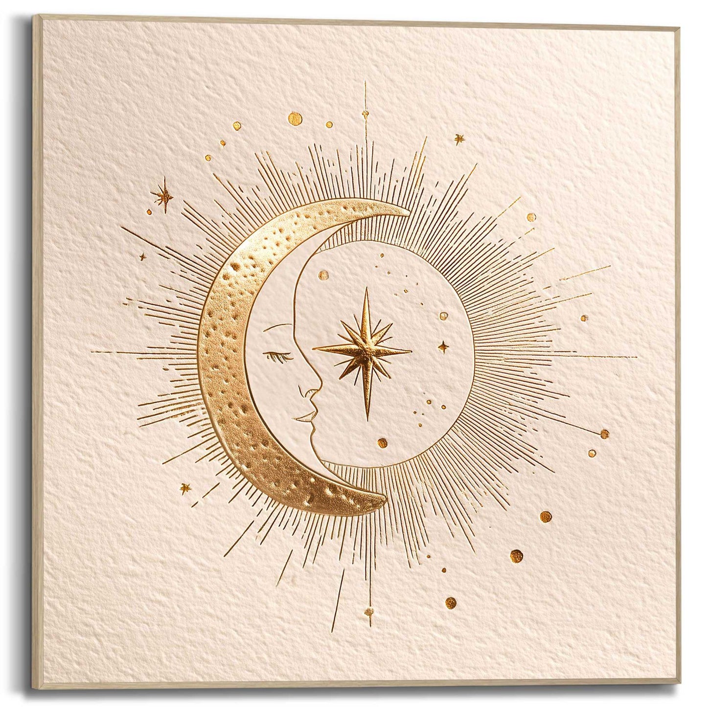 Framed Poster Golden Sun and Moon 50x50